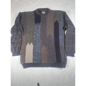 Vintage Haggar Clothing Co Sweater Mens XL Multicolor Chunky Knit Striped 90s
